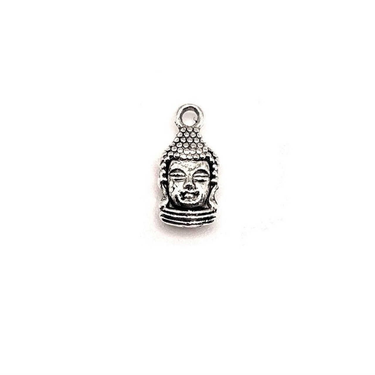 4, 20 or 50 Pieces: Silver Happy Buddha Head Charms - Double Sided